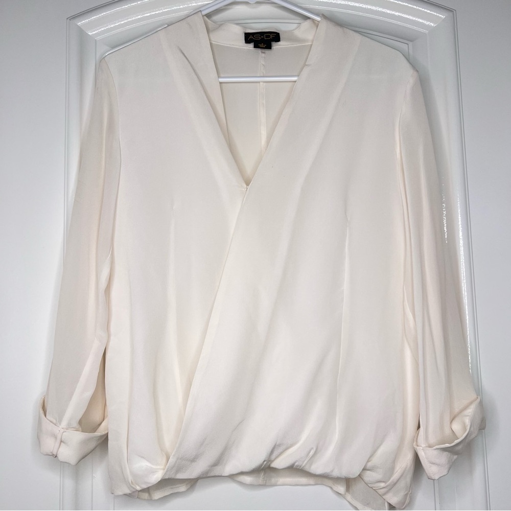 ASby DF 100% silk v neck wrap blouse S